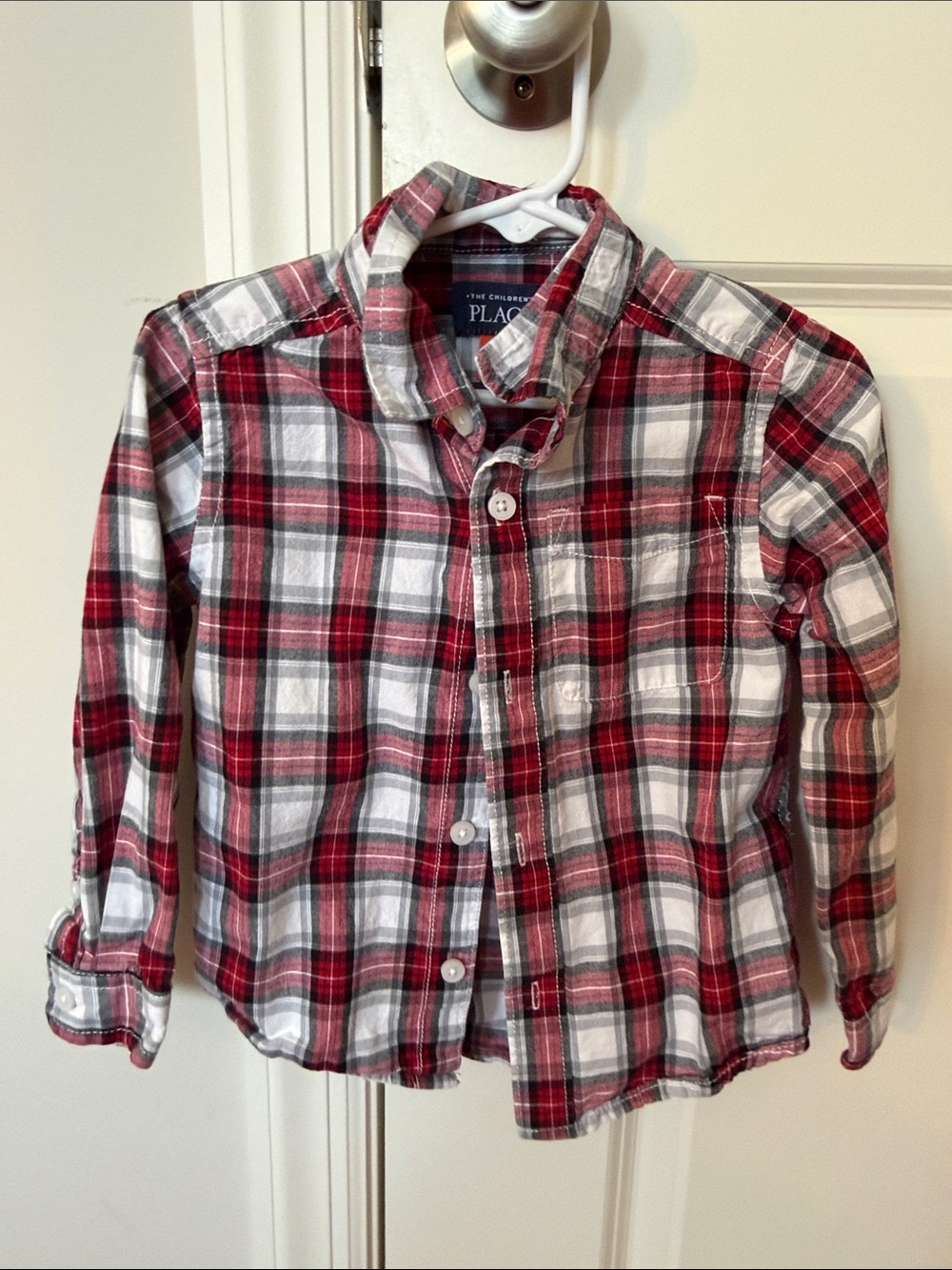 The Children's Place Red, White & Gray Plaid Button-Front Shirt